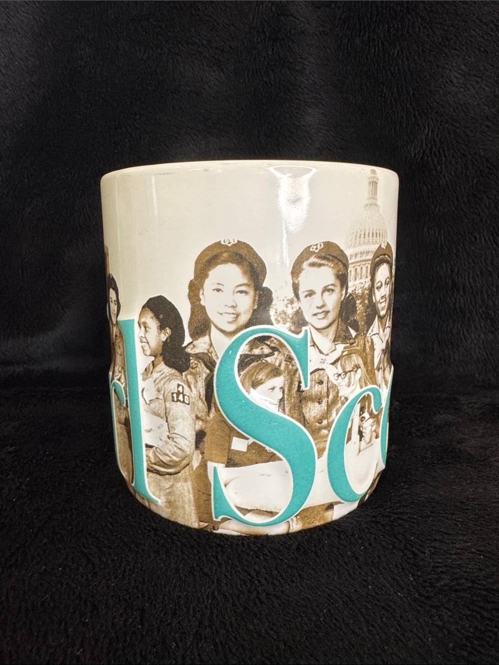 Girl Scouts of the USA Ceramic Mug with Teal Lettering Large Size - Picture 2 of 8